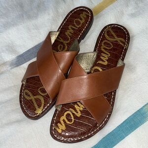 Sam Edelman leather cross strap slides Size 9